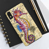 Magenta Seahorse Vintage Map Beige Watercolor Art Case Mate Tough Phone Cases