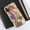 Magenta Seahorse Vintage Map Beige Watercolor Art Case Mate Tough Phone Cases