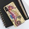 Magenta Seahorse Vintage Map Beige Watercolor Art Case Mate Tough Phone Cases