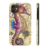 Magenta Seahorse Vintage Map Beige Watercolor Art Case Mate Tough Phone Cases Iphone 11