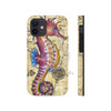 Magenta Seahorse Vintage Map Beige Watercolor Art Case Mate Tough Phone Cases Iphone 12 Mini