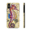 Magenta Seahorse Vintage Map Beige Watercolor Art Case Mate Tough Phone Cases Iphone X