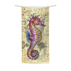 Magenta Seahorse Vintage Map Beige Watercolor Art Polycotton Towel 36 × 72 Home Decor