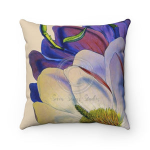 Magnolia Colorful Flowers Art Square Pillow 14X14 Home Decor