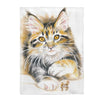 Maine Coon Calico Tabby Kitten Cat Watercolor Art Velveteen Plush Blanket 30 × 40 All Over Prints