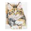 Maine Coon Calico Tabby Kitten Cat Watercolor Art Velveteen Plush Blanket 50 × 60 All Over Prints