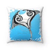 Manta Ray Blue Tribal Pattern Square Pillow Home Decor