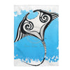 Manta Ray On Blue Ink Tribal Art Velveteen Plush Blanket 30 × 40 All Over Prints