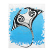 Manta Ray On Blue Ink Tribal Art Velveteen Plush Blanket 50 × 60 All Over Prints