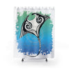 Manta Ray Tribal Doodle Teal Pattern Shower Curtain 71X74 Home Decor