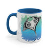 Manta Ray Tribal Teal Ink White Art Accent Coffee Mug 11Oz