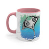 Manta Ray Tribal Teal Ink White Art Accent Coffee Mug 11Oz