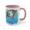 Manta Ray Tribal Teal Ink White Art Accent Coffee Mug 11Oz