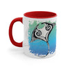 Manta Ray Tribal Teal Ink White Art Accent Coffee Mug 11Oz