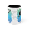 Manta Ray Tribal Teal Ink White Art Accent Coffee Mug 11Oz