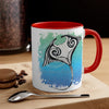 Manta Ray Tribal Teal Ink White Art Accent Coffee Mug 11Oz