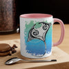 Manta Ray Tribal Teal Ink White Art Accent Coffee Mug 11Oz