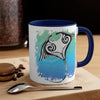 Manta Ray Tribal Teal Ink White Art Accent Coffee Mug 11Oz