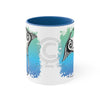 Manta Ray Tribal Teal Ink White Art Accent Coffee Mug 11Oz Blue /