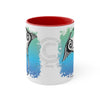 Manta Ray Tribal Teal Ink White Art Accent Coffee Mug 11Oz Red /