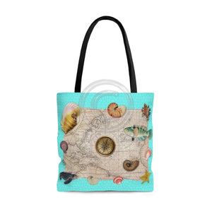 Marine Treasures Teal Tote Bag Large Bags