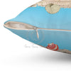 Marine Treasures Vintage Map Blue Square Pillow Home Decor