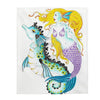 Mermaid And Seahorse Ink Art Velveteen Plush Blanket 50 × 60 All Over Prints
