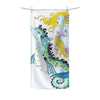 Mermaid Seahorse Teal Yellow Watercolor Art Polycotton Towel 30 × 60 Home Decor
