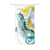 Mermaid Seahorse Teal Yellow Watercolor Art Polycotton Towel 36 × 72 Home Decor