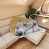 Momma Lioness And A Cub Art Tan Sherpa Blanket Home Decor