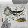 Nautical Marine Vintage Map Seahorse Triton Art White Bath Mat Home Decor