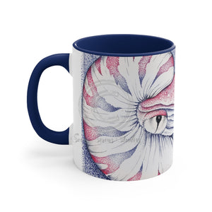 Nautilus Purple Red Vintage Map Art Accent Coffee Mug 11Oz Navy /