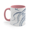 Navy Blue Octopus Ink On White Art Accent Coffee Mug 11Oz