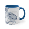 Navy Blue Octopus Ink On White Art Accent Coffee Mug 11Oz