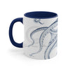 Navy Blue Octopus Ink On White Art Accent Coffee Mug 11Oz