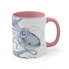 Navy Blue Octopus Ink On White Art Accent Coffee Mug 11Oz