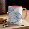 Navy Blue Octopus Ink On White Art Accent Coffee Mug 11Oz