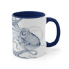 Navy Blue Octopus Ink On White Art Accent Coffee Mug 11Oz /