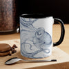 Navy Blue Octopus Ink On White Art Accent Coffee Mug 11Oz