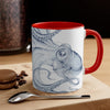 Navy Blue Octopus Ink On White Art Accent Coffee Mug 11Oz