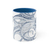 Navy Blue Octopus Ink On White Art Accent Coffee Mug 11Oz /