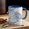 Navy Blue Octopus Ink On White Art Accent Coffee Mug 11Oz