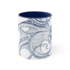 Navy Blue Octopus Ink On White Art Accent Coffee Mug 11Oz