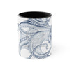 Navy Blue Octopus Ink On White Art Accent Coffee Mug 11Oz Black /