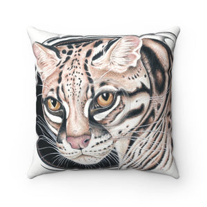 Ocelot Jungle Cat Ink Square Pillow 14 × Home Decor