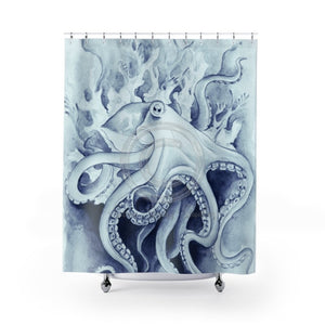 Octopus Algae Blue Watercolor Shower Curtain 71 X 74 Home Decor