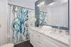 Octopus Blue Comic Tentacles Art Shower Curtain Home Decor