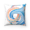 Octopus Blue Tentacles White Art Ii Square Pillow 14X14 Home Decor
