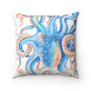 Octopus Blue Tentacles White Art Square Pillow 14X14 Home Decor