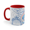 Octopus Blue Vintage Map Watercolor On White Art Accent Coffee Mug 11Oz